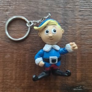 Vintage Rudolph Red Nosed Reindeer Island of Misfit Toy Keychain PVC Keyring